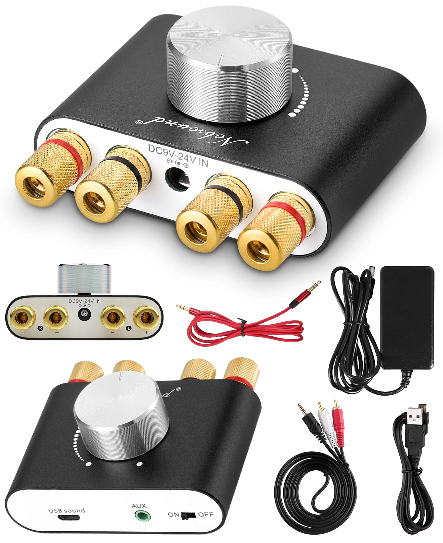 Mini wzmacniacz Bluetooth 2×50W do bass shakerów SimRacing - najważniejsze cechy